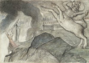 El Minotauro, ilustración de la Divina Comedia de Dante Alighieri, 1824-27 de William Blake